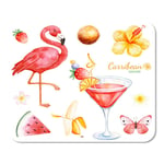 Mousepad Computer Notepad Office Summer Collection Exotic Fruits Flamingo Flower Tropical Butterfly Home School Game Player Computer Worker Inch