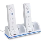 EMEBAY-STATION CHARGEUR 4 Port +4 BATTERIE battery 2800mAh Pour Nintendo Wii WIIMOTE MANETTE REMOTE – Blanc YY84