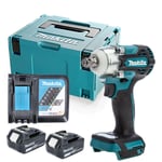 Makita DTW300 18V Brushless Impact Wrench With 2 x 5Ah Batteries, Charger & Case