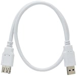 PremiumCord Rallonge USB 3.0, Câble de Données SuperSpeed Jusqu'à 5 Gbit/S, Câble de Charge, USB 3.0 Type A Femelle vers Mâle, 9 Broches, 3 Blindages, Couleur Blanc, Longueur 0,5 m