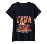 Womens The Floor Is Lava family vacation game champion V-Neck T-Shirt