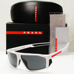 Prada White Black Sunglasses Wrap Red Stripe Mens Rossa PS08WS SPS 08W AAI-06F