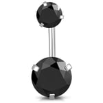 Navelpiercing Kirurgiskt stål Dubbla Svarta Cubic Zirconia