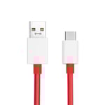 OnePlus SUPERVOOC USB-A till USB-C-kabel 10A, 1,5 m - Vit/Röd