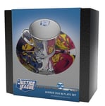 JUSTICE LEAGUE MIRROR MUG AND PLATE SPECIAL EDITION COLLECTORS GIFT SET