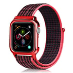 Apple Watch Series 4 44mm durable nylon watch band - Red / Black