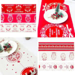 Merry Christmas Table Runner Mat Tablecloth Non Woven Xmas Flag Pentagonal Snowflakes