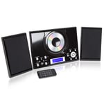 Grouptronics GTMC-101 CD Player with Speakers - Radio and Clock Alarm/Desktop Standing or Wall Mountable/Remote Control/Detachable Speakers - UK plug