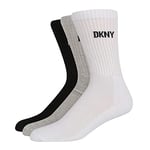 DKNY Men's Designer Sport Crew Socks in Black/White/Grey with Authetic DKNY Jacquard Branding, Comfortable, Durable, Breathable - Size 7-11