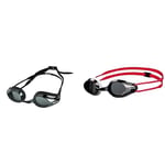 ArenaArena Men's Unisex Racing Goggles Tracks Smoke-Black, one size & Tracks Jr Youth Swim Goggles, Smoke/White/RedArena