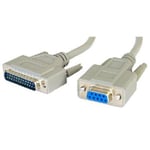Cable-Core Serial Cable D9 Female to D25 Pin Male Null Modem Cable 2 Metres