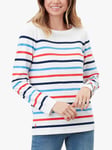 Joules Harbour Stripe Jersey Top, Cream/Navy/Red Neutrals 14 female 100% cotton