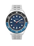 Timex M79 Automatic 40mm Blue Dial Black and Blue Top Ring Bracelet Gents watch, One Colour, Men