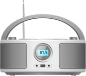 Silver Boombox Bluetooth CD Player FM Radio Portable WTB-791 with USB AUX