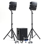 Pack Sono DJ 1000W complet BM SONIC BMS-12-ARRAY-BT Enceintes satellites SUB 31cm USB/Bluetooth, Supports Câbles, Jeu de lumière