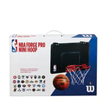 Wilson Mini Basketball Hoop, NBA Forge Pro Model, Incl. Sticker of All Teams, 46 x 28 cm Backboard Size, Black