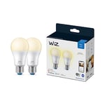 WiZ Dimmable White [E27 Edison Screw] Smart Connected WiFi Light Bulb 2 Pack. 60W Warm White Light, App Control for Home Indoor Lighting, Livingroom, Bedroom