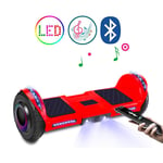 QINGMM Hoverboard,with Bluetooth Speaker And LED Lights Self-Balancing Car,8" All Terrain Intelligent Electric Scooter,for Kids And Adults,red