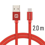 "Textile Quick Charge 3.1 USB-C 2.0M" Red