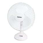 Benross 43920 12-Inch Standing Desk Fan/Easy Push Control Buttons / 3 Speed Settings/Oscillating Head/Safety Guard/Use In Home, Office, Commercial & More/White Colour