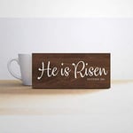 BYRON HOYLE Easter Sign He Is Risen Easter Shelf Sitter Sign Religious Easter Decor Rustic Easter Sign Funny Wooden sign Wood Plaque Wall Art wall hanger Home Decor