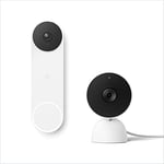 Google Nest Doorbell (Battery) - Wireless Video Doorbell - Smart WiFi Doorbell Camera, Snow Nest Cam (Indoor, Wired) Security Camera - Smart Home WiFi Camera