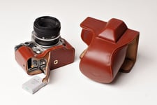 Genuine real Leather Full Camera Case bag cover for Nikon DF 50mm lens Brown