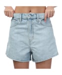 Levi's Womenss Levis High Waisted Mom Shorts in Light Blue Cotton - Size 28 (Waist)