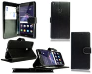 Huawei P Smart FIG-LX1 / Enjoy 7s / Honor 9 Lite Black Leather Wallet Phone Case Cover - Black Book Wallet