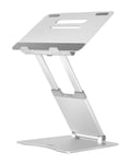DESQ Laptop Stand, Aluminium, Fully Adjustable, Notebook Workstation for Sitting and Standing, Telescopic, Height 30-450 mm, Fits All 10-17 Inch Laptops/Notebooks