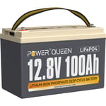 Batterie Lithium LiFePO4 12V 100Ah Power Queen Batterie Rechargeable avec bms 100A, 4000+ Cycles, Pour Camping Car, Système Off-Grid, Bateau,