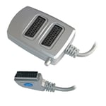 2 Two Way Scart Splitter Switch Box AV Adaptor 2 Devices into 1 TV - SWITCHED