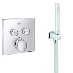 GROHE 29124000 | Grohtherm SmartControl Thermostat Concealed | Square | Chrome, 2 Valves & Euphoria Cube Stick Brausen und Duschsysteme (Wandhalterset 1 Strahlart) chrom, 26405000