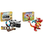 LEGO Creator 3in1 Retro Camera Toy to Video Camera to TV Set, Kids' Desk Decoration & Creator 3in1 Red Dragon Toy to Fish Figure to Phoenix Bird Model