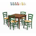 Ahd Amazing Home Design - Ensemble de 4 chaises et d'une table carrée intérieur cuisine et bar en bois Rusty Couleur: Vert foncé