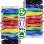 Abbicrea Lot Recharges 20 Filaments Pcl Pour Stylo 3D Faible Température Spécial Enfant ¿ Pcl 1,75Mm ¿ Sûr Biodégradable Sans Substance Toxique Nocive ¿ 2X10 Couleurs De 5M ¿ Stylo Impression 3D