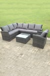 7 seater high back mixed rattan corner sofa set chair square coffee table outdoor furniture