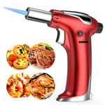 Blow Torch, Kitchen Torch Lighter,Refillable Butane Gas Adjustable Flame Cooking Torch for, Brulee, Pastries, Desserts, Camping, Barbecue, Soldering(Butane Gas Not Included) (Red)