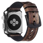 Apple Watch Series 5 44mm genuine leather silicone watch band - Brown