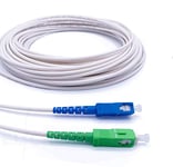 Elfcam - Câble/Rallonge Fibre Optique SC-APC à SC-UPC (Jarretière Optique pour Freebox Free – Delta – One – V2 – Mini – Révolution) Blanc/Vert (5M)