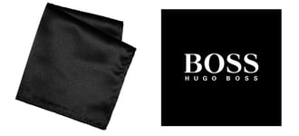 New Hugo BOSS mens black 100% silk suit shirt tux prom wedding tie Pocket Square