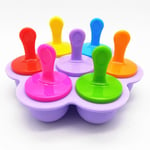 7 Cell Silicone Mini Ice Pops Mold Ice Cream Ball Lolly Maker Popsicle Mould Baby DIY Food Yogurt Icebox (Purple)