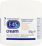E45 Cream 125 G Moisturiser for Dry Skin and Sensitive Skin - Emollient Body Cre