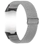Nylon flätat klockarmband för Fitbit Charge 5/6 Ljusgrå