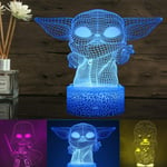 NANDAN 3D LED Star Wars Night Light, Illusion Lamp 7 Pattern And 16 Color Change Decor Lamp for Kids And Room Room Decor (YO.DA)