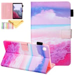 Uliking Galaxy Tab A7 Lite 8.7 2021 Case SM-T220/T225, PU Leather Card Slots Cover Muti Angle Viewing Stand Protective Case with Pen Holder for Samsung Galaxy Tab A7 Lite 8.7 2021 Tablet, Pink Cloud