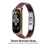 Strap With Bumper Case Smart Watch Fit For Mi Band 7(Brown And Gold ) BST