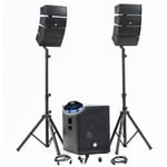 Pack Sono DJ 1200W complet BM SONIC BMS-15-ARRAY-BT Enceintes satellites SUB 38cm USB/Bluetooth, Supports Câbles, Jeu de lumière