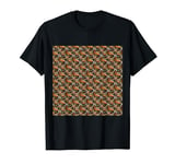 Eighties Burned Orange On Grey Abstract Curve Repeat Pattern T-Shirt