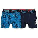 CR7 Boy's Cotton Fashion Trunks Two Pack, Navy/Blue Print, 7-9Y
